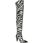 Stivali con stampa zebra in bianco e nero Khaite - donna 