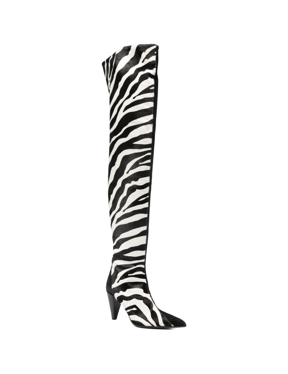Stivali con stampa zebra in bianco e nero Khaite - donna 