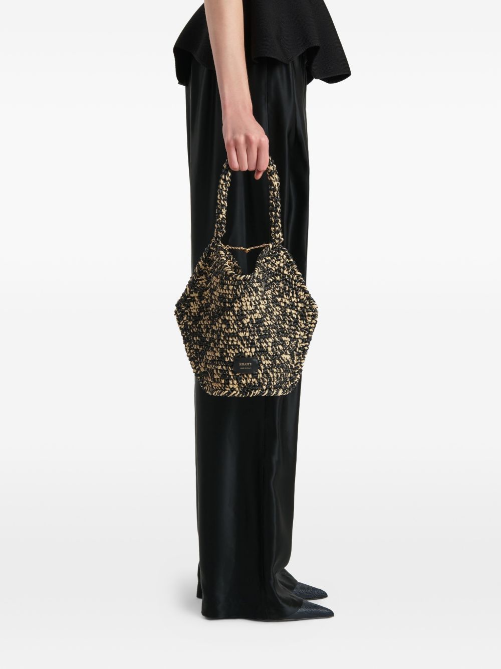 Borsa in rafia lotus in nero Khaite - donna 