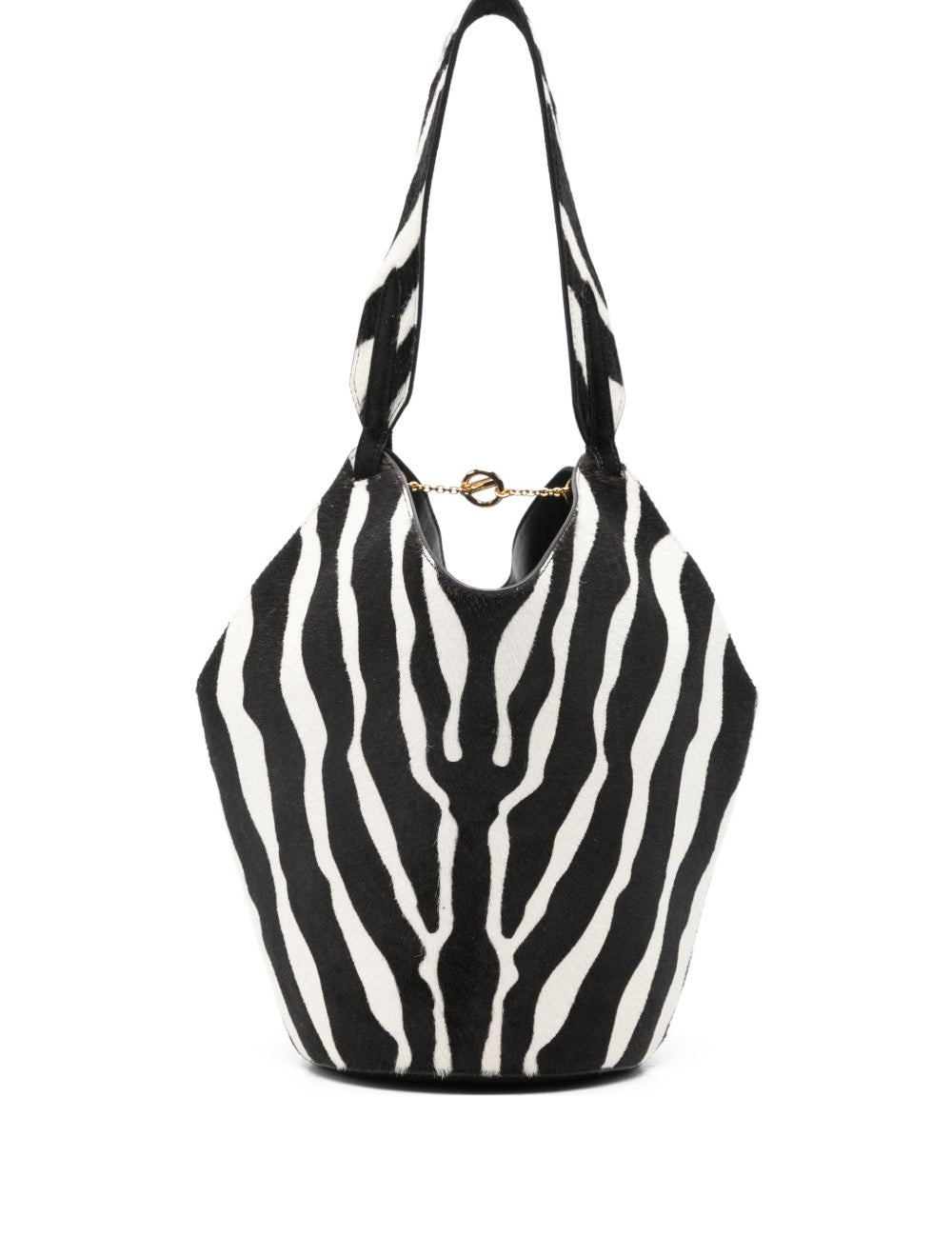 Borsa a mano Lotus con stampa zebrata in nero e bianco Khaite - donna 