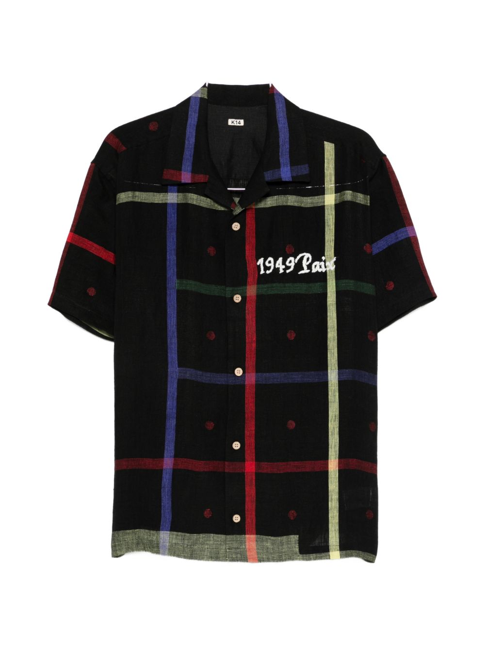 Camicia con stampa a quadri in nero Khoki - uomo 