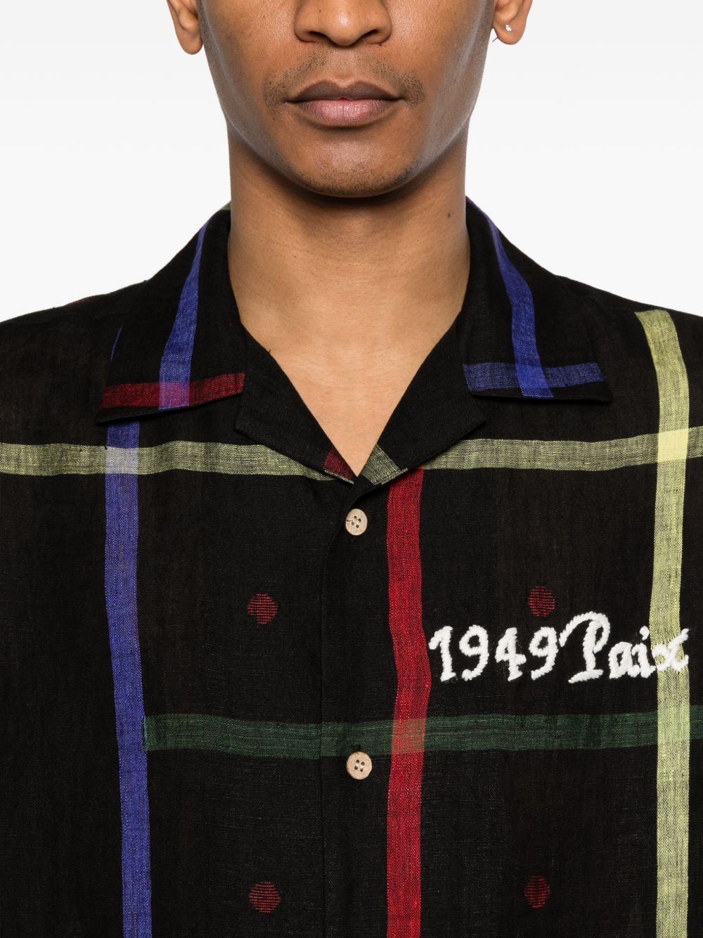Camicia con stampa a quadri in nero Khoki - uomo 