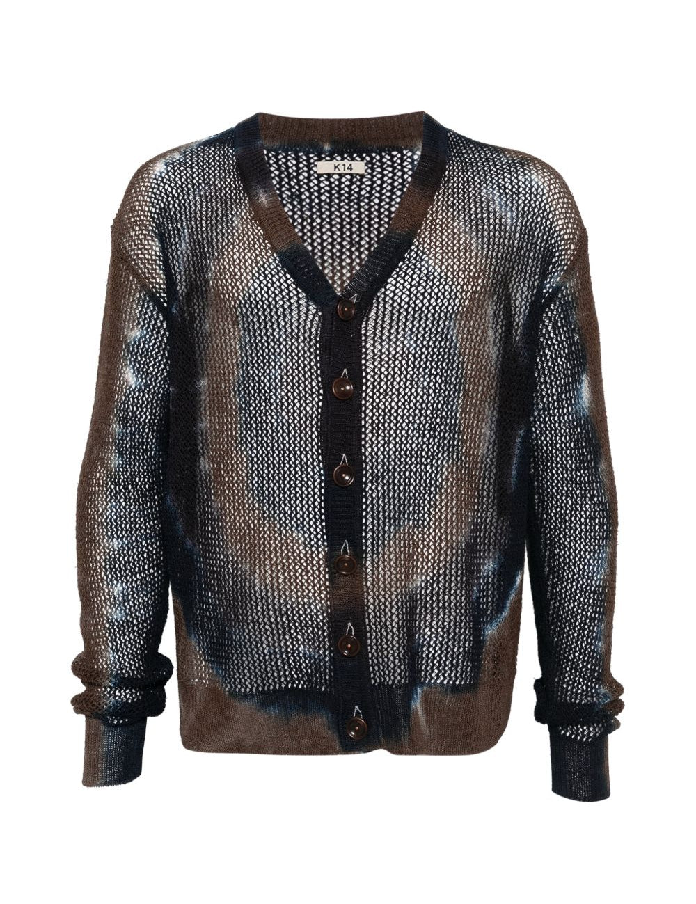 Cardigan con design tie-dye in marrone Khoki - uomo 
