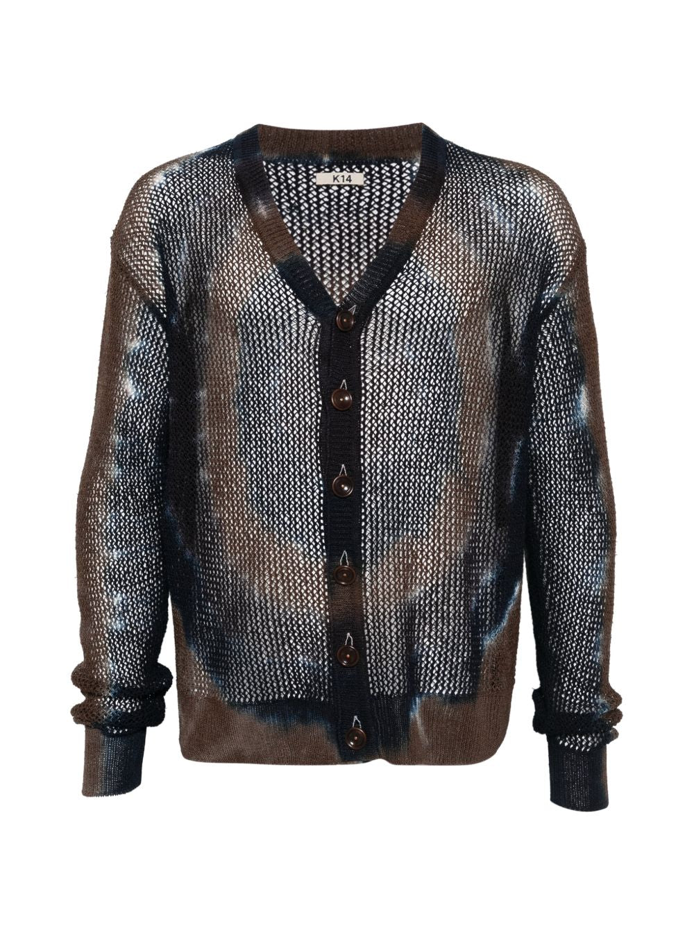 Cardigan con design tie-dye in marrone Khoki - uomo 
