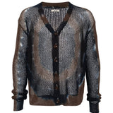 Cardigan con design tie-dye in marrone Khoki - uomo 