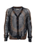 Cardigan con design tie-dye in marrone Khoki - uomo