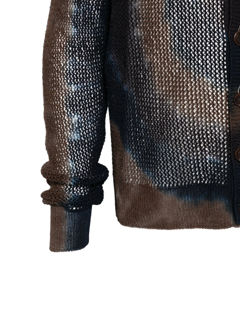 Cardigan con design tie-dye in marrone Khoki - uomo 