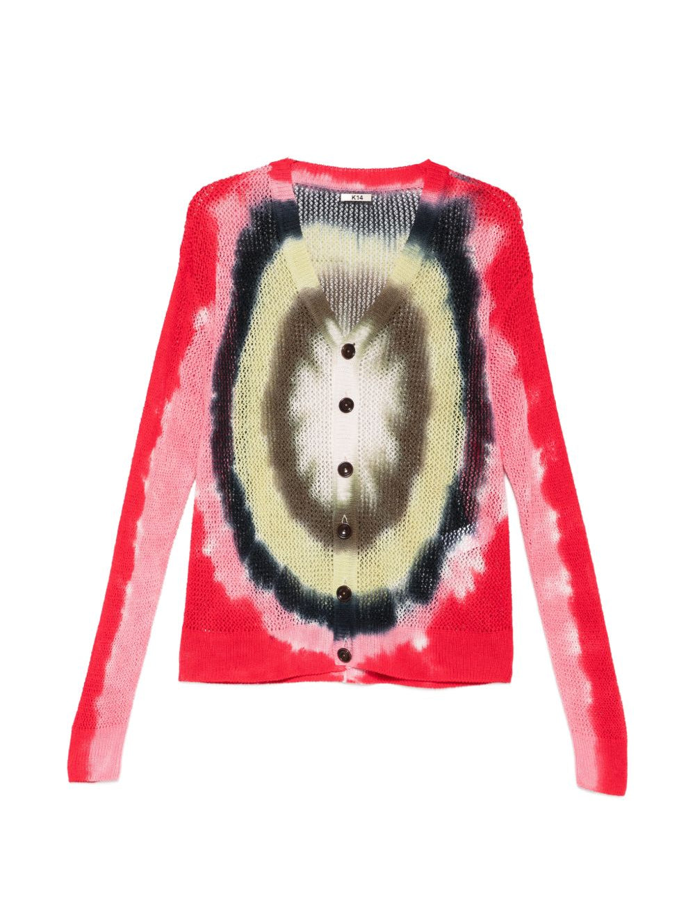 Cardigan con design tie-dye in rosso Khoki - uomo 