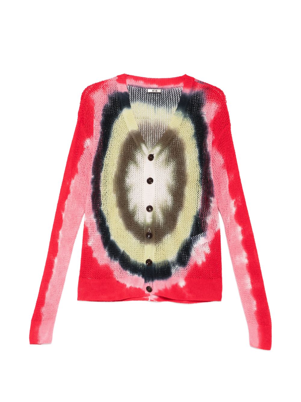 Cardigan con design tie-dye in rosso Khoki - uomo 