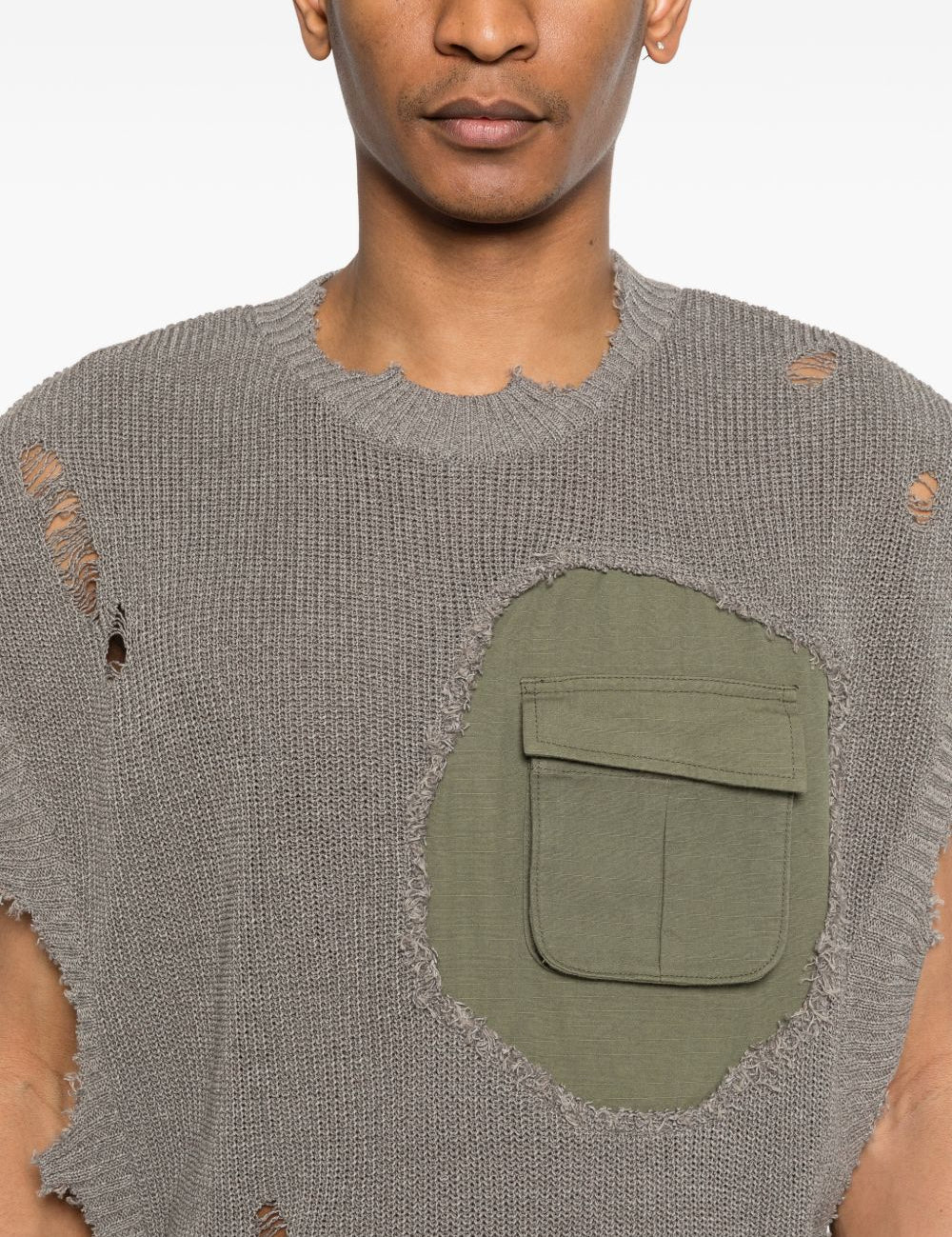 Gilet con tasca in grigio Khoki - uomo 