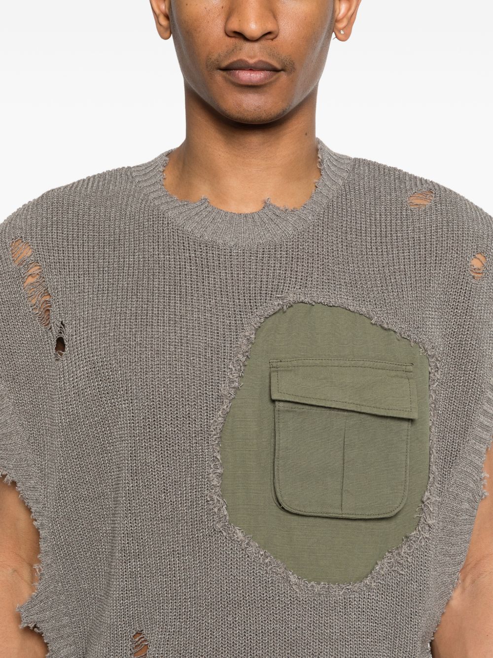 Gilet con tasca in grigio Khoki - uomo 