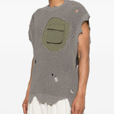 Gilet con tasca in grigio Khoki - uomo 