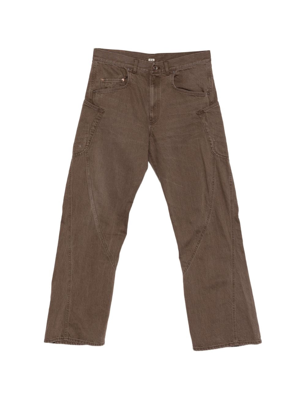 Jeans a gamba dritta con design a pannelli in marrone Khoki - uomo 
