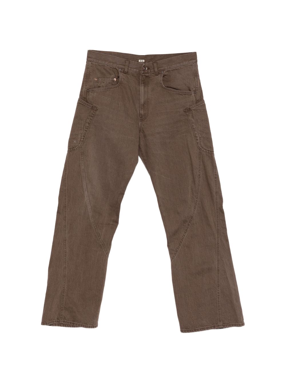 Jeans a gamba dritta con design a pannelli in marrone Khoki - uomo 