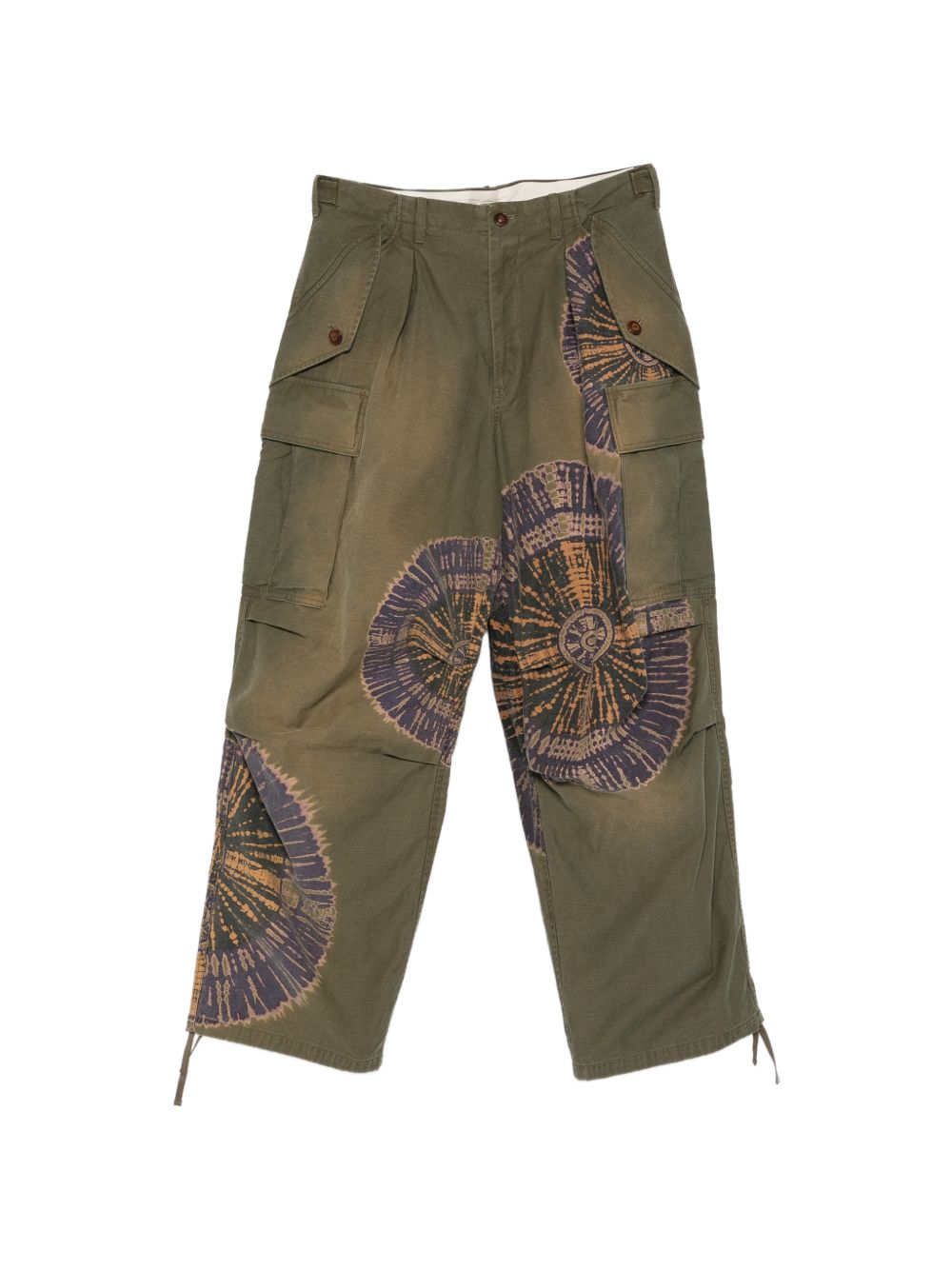Pantaloni cargo con stampa grafica in verde Khoki - uomo 