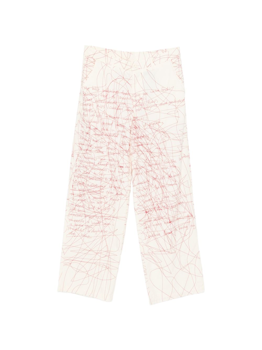 Pantaloni stampati con scrittura in bianco e rosso Kidsuper - uomo 