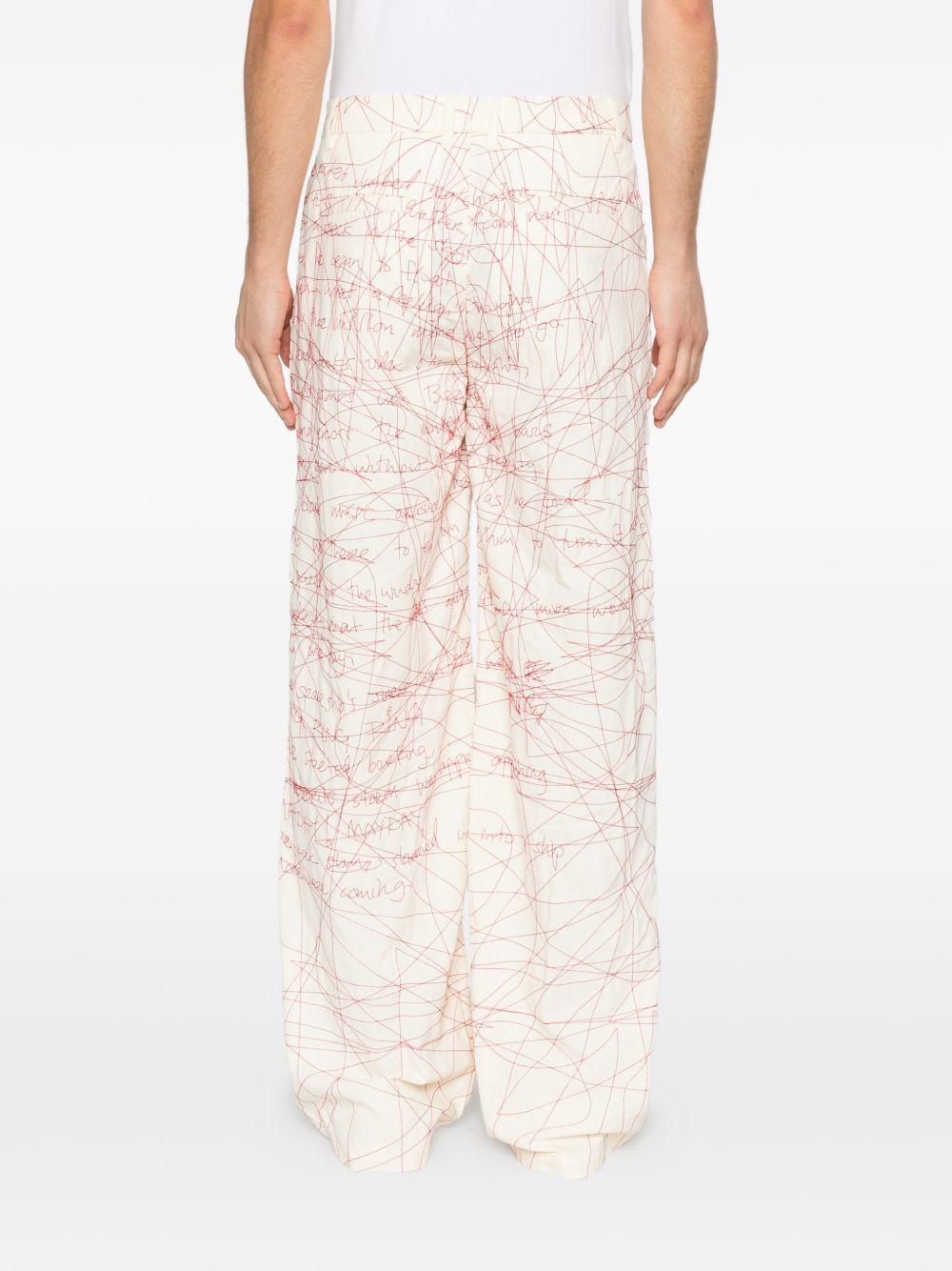 Pantaloni stampati con scrittura in bianco e rosso Kidsuper - uomo 