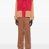 Pantaloni con motivo ricamato in marrone 