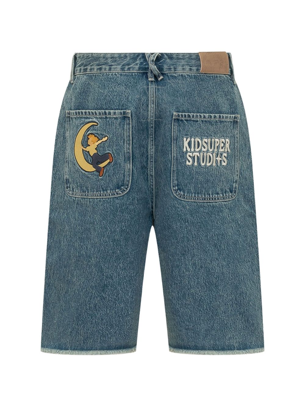 Shorts lunghi in denim con patch in blu Kidsuper - uomo 