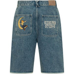 Shorts lunghi in denim con patch in blu Kidsuper - uomo 
