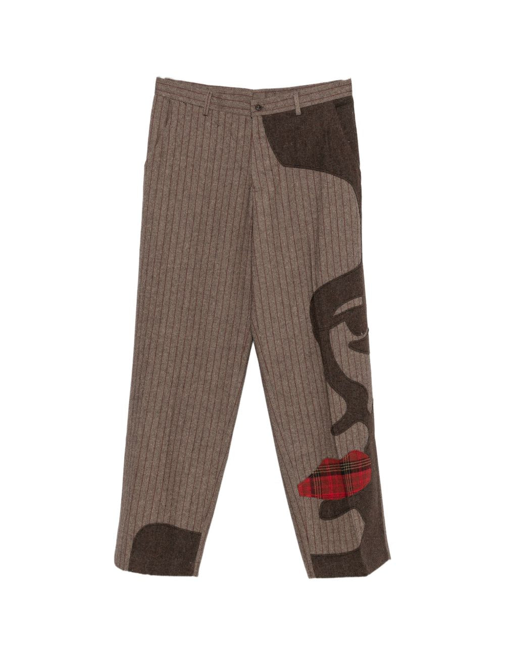 Pantaloni a righe con design patchwork  in marrone Kidsuper - uomo 