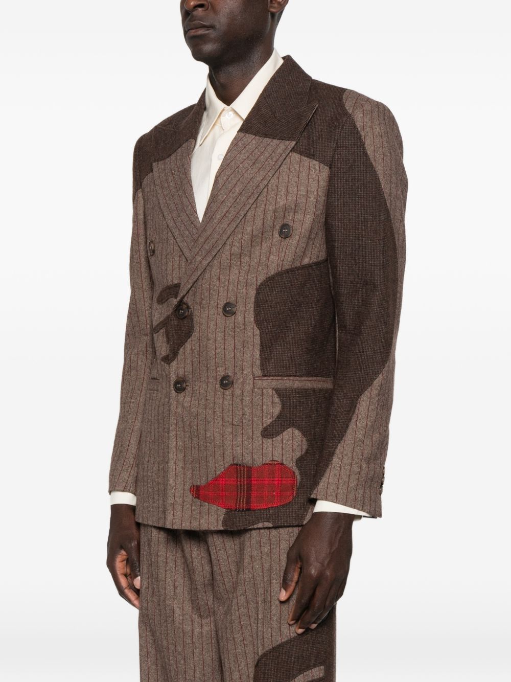 Giacca doppiopetto con design patchwork in marrone Kidsuper - uomo 