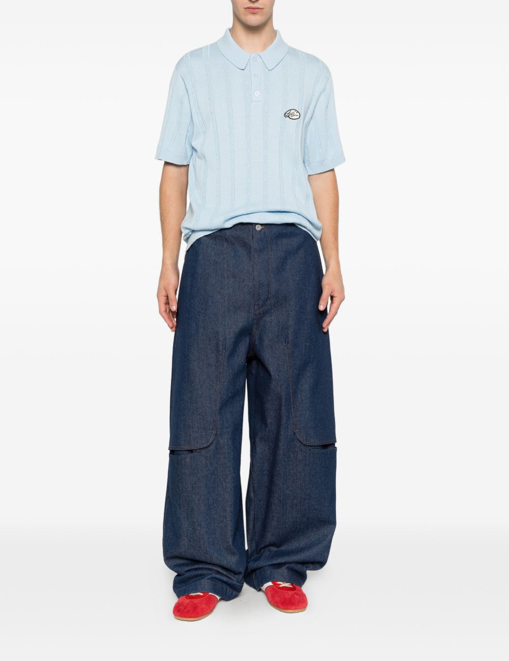 Polo a righe ricamata in azzurro Kidsuper - uomo 