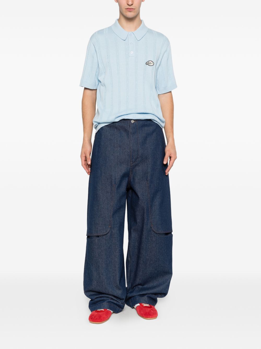 Polo a righe ricamata in azzurro Kidsuper - uomo 