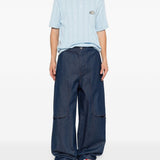 Polo a righe ricamata in azzurro Kidsuper - uomo 