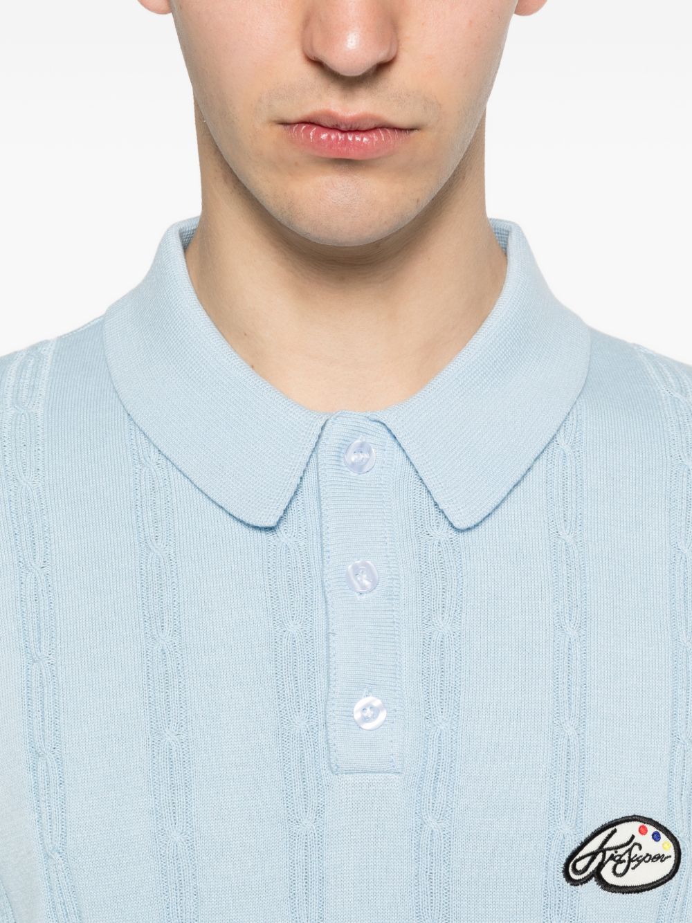 Polo a righe ricamata in azzurro Kidsuper - uomo 