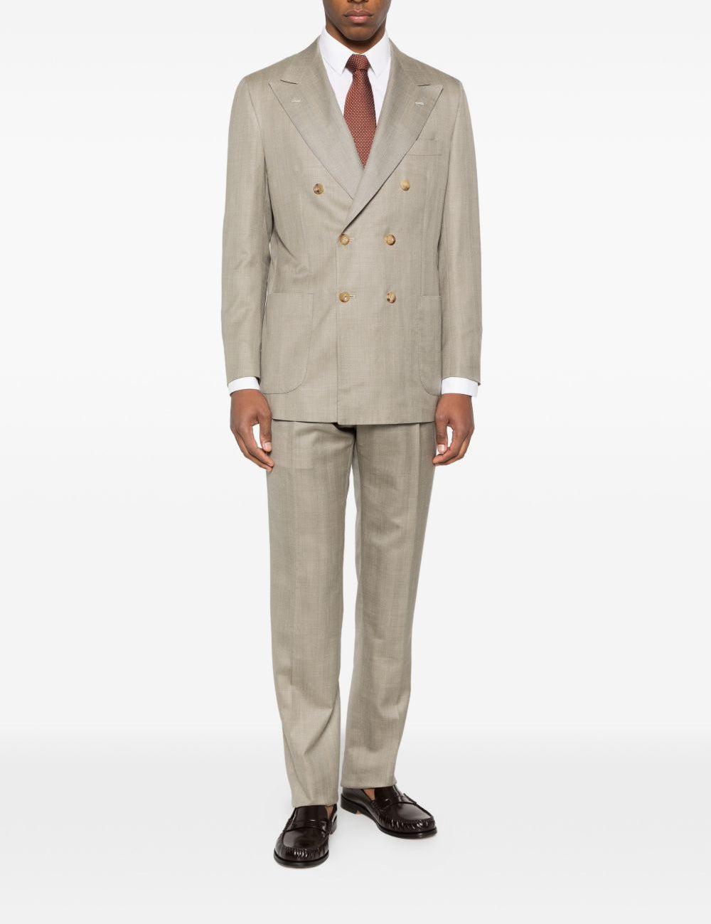 Completo doppiopetto in verde Kiton - uomo 
