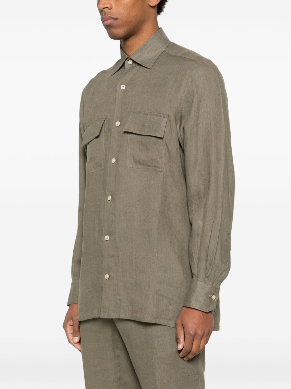 Camicia a maniche lunghe con tasche in verde Kiton - uomo 