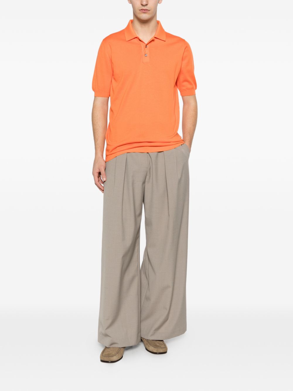 Polo con bottoni in arancione Kiton - uomo 