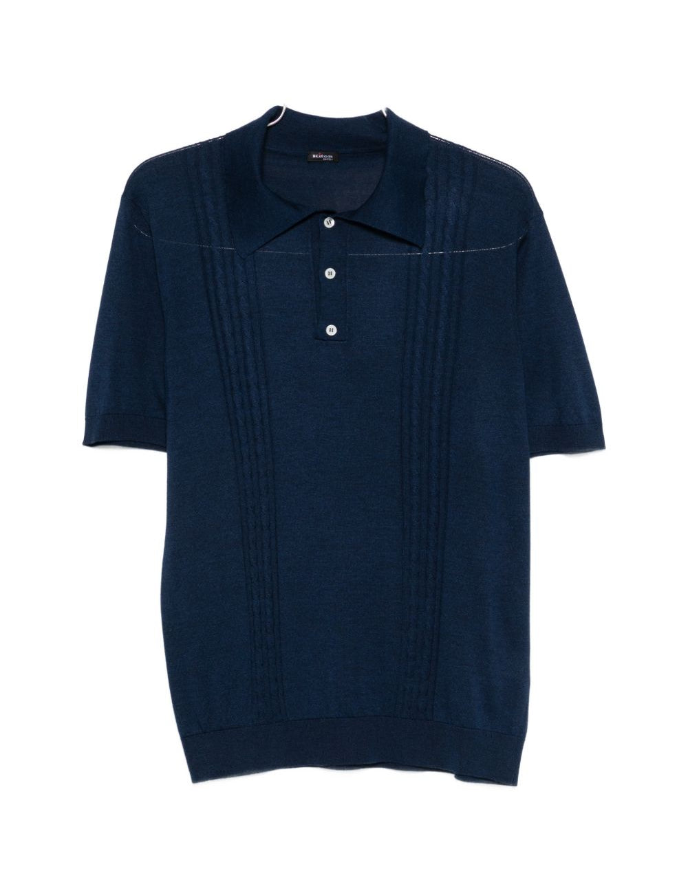 Polo a maniche corte con texture in blu Kiton - uomo 
