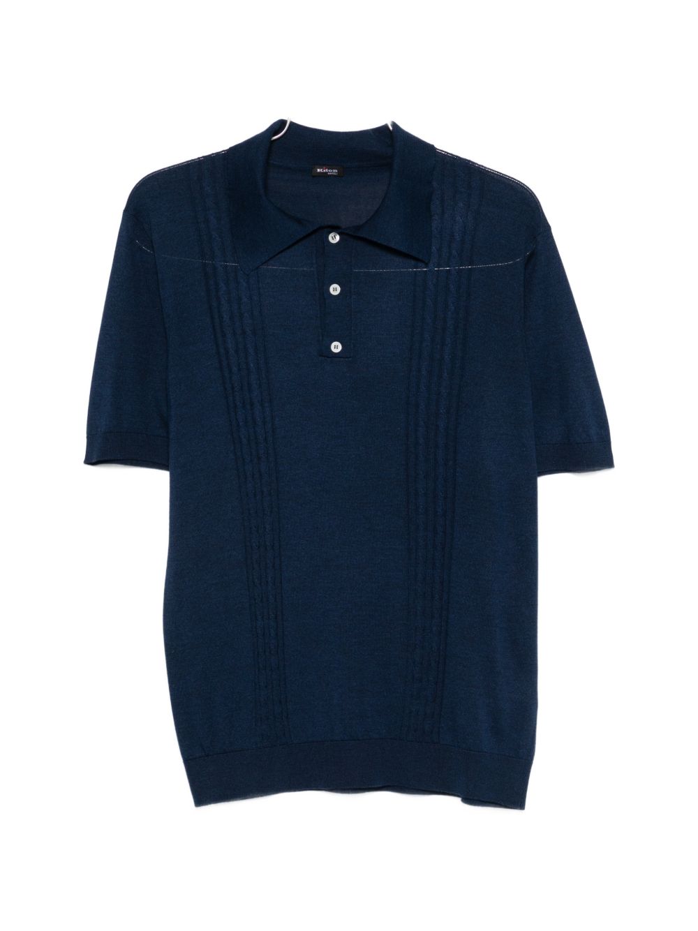 Polo a maniche corte con texture in blu Kiton - uomo 