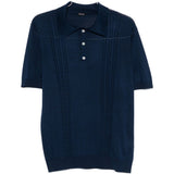 Polo a maniche corte con texture in blu Kiton - uomo 