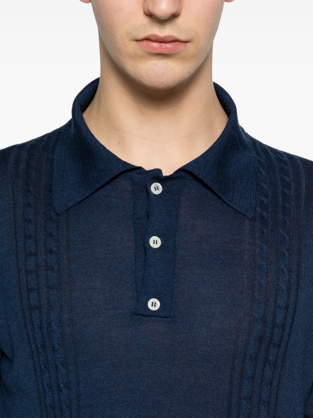 Polo a maniche corte con texture in blu Kiton - uomo 