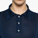 Polo a maniche corte con texture in blu Kiton - uomo 