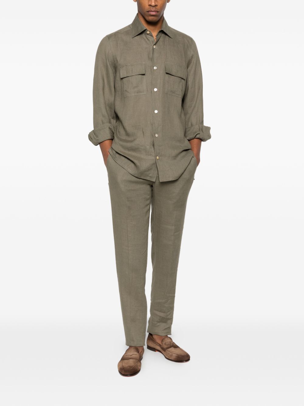 Pantaloni con pieghe in verde Kiton - uomo 