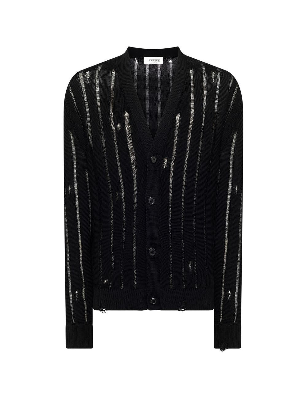 Cardigan effetto vissuto con bottoni in nero Laneus - uomo 