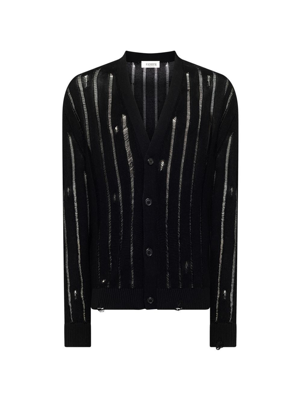 Cardigan effetto vissuto con bottoni in nero Laneus - uomo 