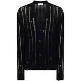 Cardigan effetto vissuto con bottoni in nero Laneus - uomo 