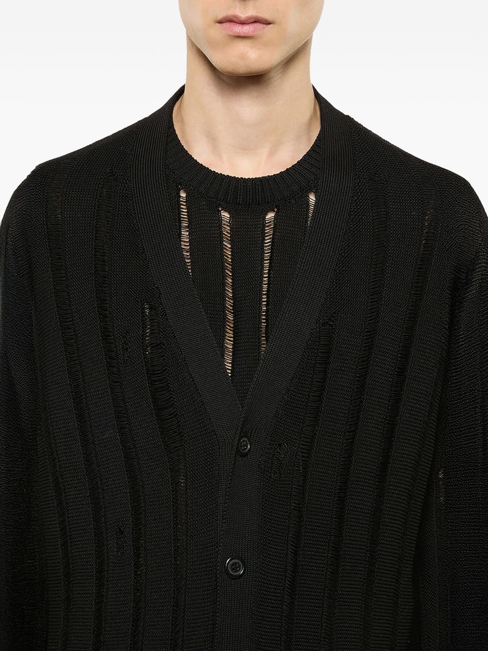Cardigan effetto vissuto con bottoni in nero Laneus - uomo 