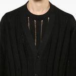 Cardigan effetto vissuto con bottoni in nero Laneus - uomo 