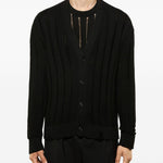 Cardigan effetto vissuto con bottoni in nero Laneus - uomo 