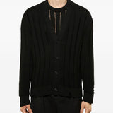 Cardigan effetto vissuto con bottoni in nero Laneus - uomo 