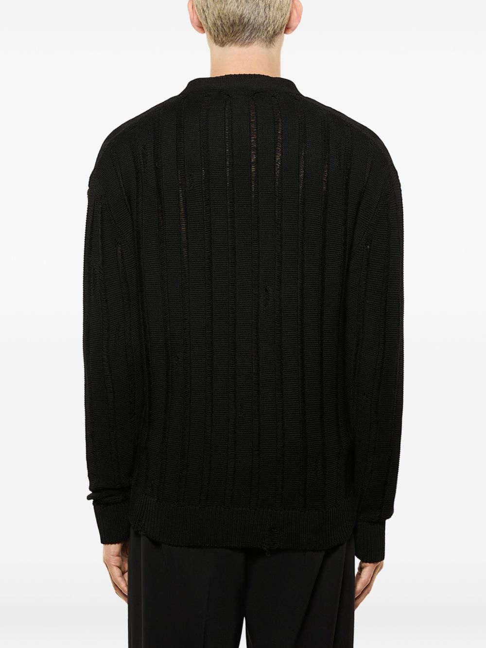 Cardigan effetto vissuto con bottoni in nero Laneus - uomo 