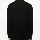 Cardigan effetto vissuto con bottoni in nero Laneus - uomo 