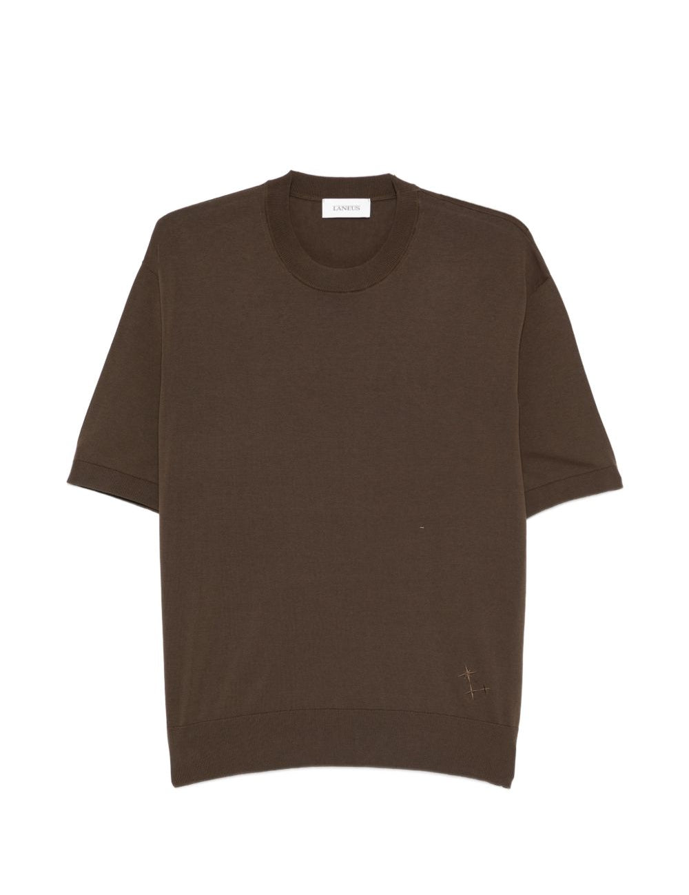 T-shirt girocollo con logo ricamato in marrone Laneus - uomo 