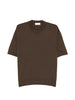 Laneus - Men's embroidered logo crew-neck t-shirt in brown